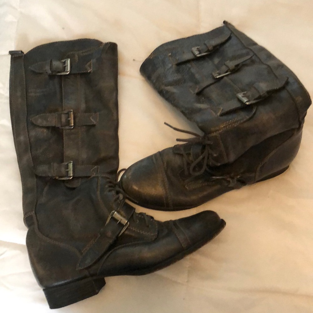 Steve Madden distressed leather “biker boots” w10